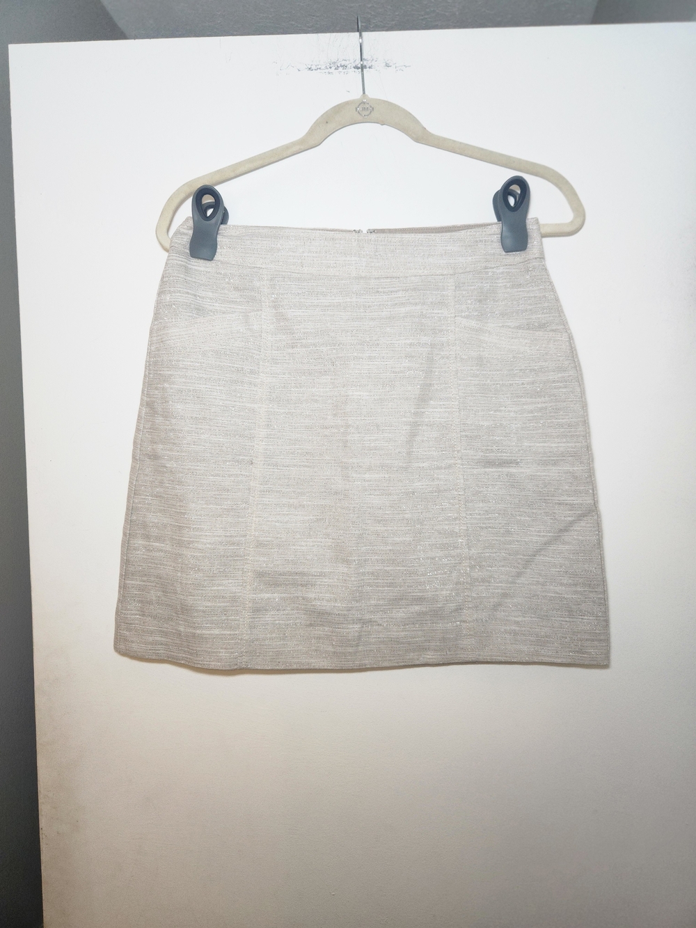 Loft Classic Cream Metallic Shimmer Textured Mini Skirt 4